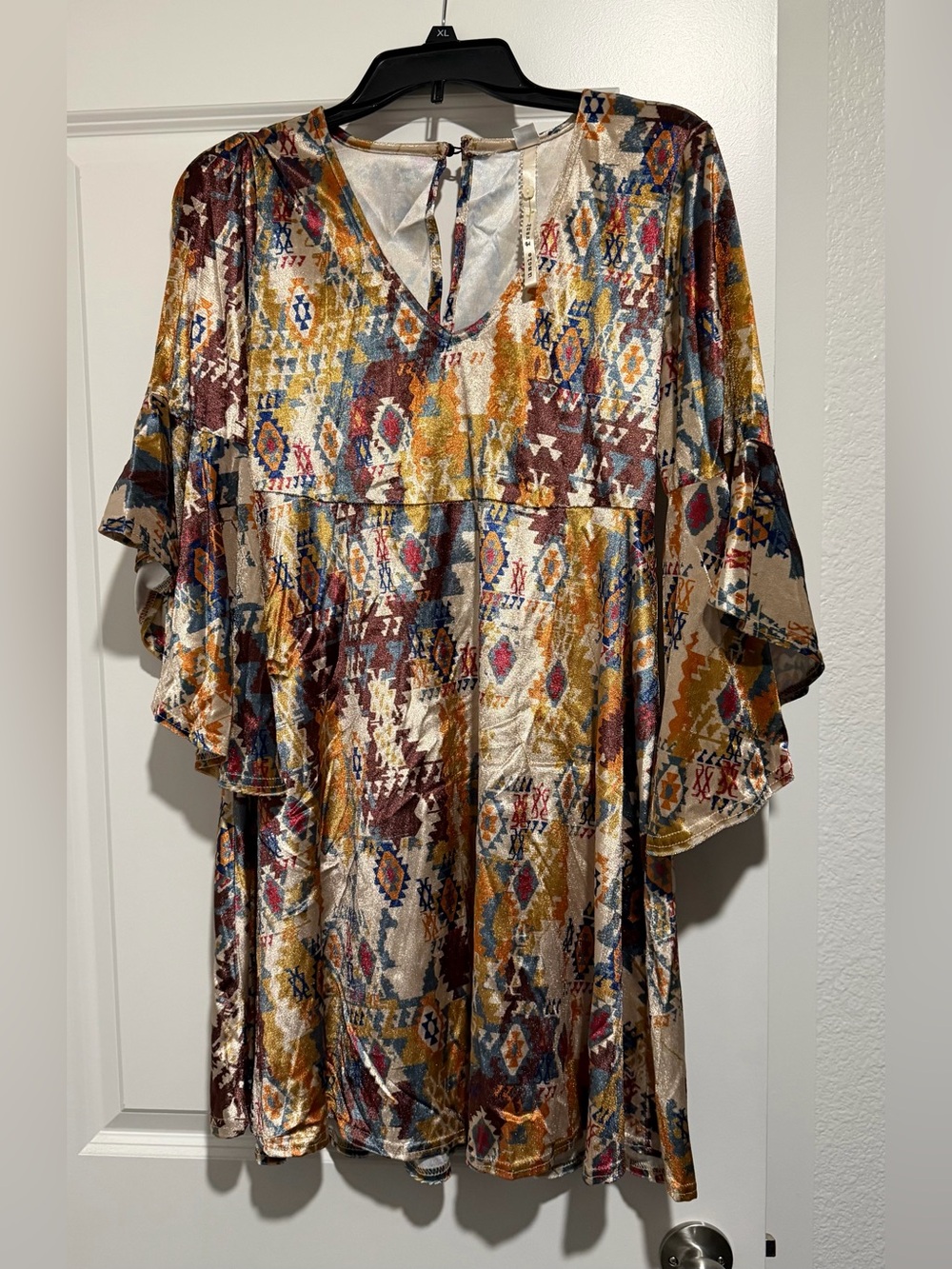 Uncle Frank Aztec Print Dress — Navy, Mustard & Rust